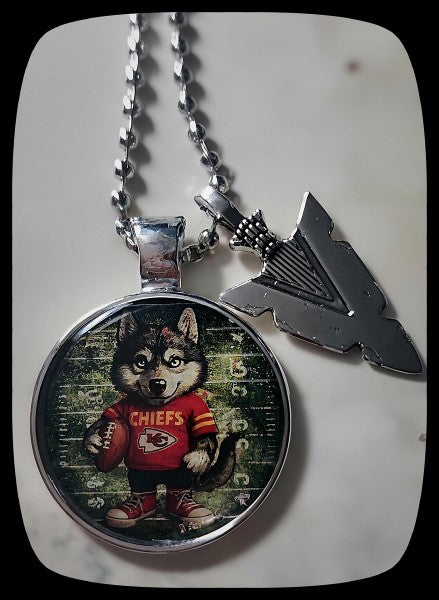 KC Chiefs Wolf Necklace
