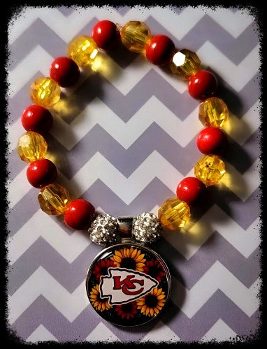 KC Chiefs Sunflower Stretch Bracelet